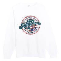 Ill Never Abandon America Patriotic Logo Donald Trump 2024 Premium Crewneck Sweatshirt