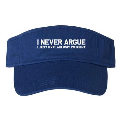 I Never Argue I Just Explain Why Im Right Valucap Bio-Washed Visor