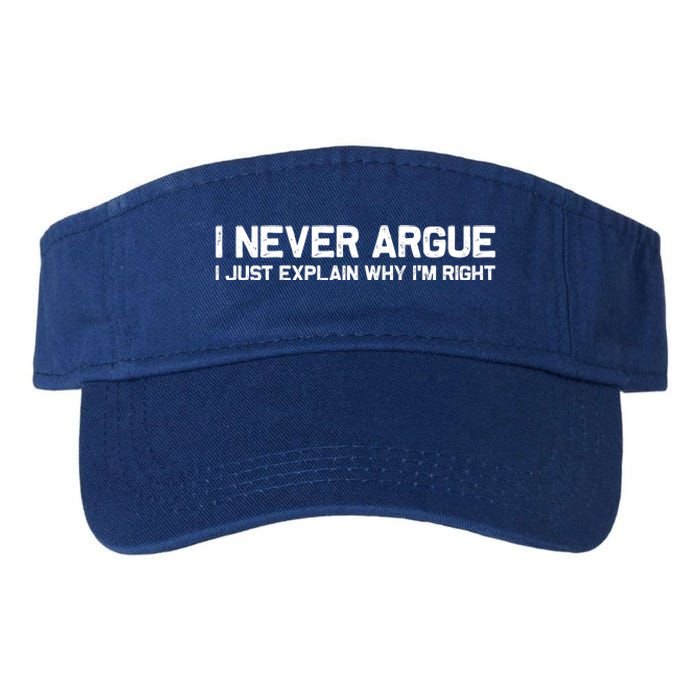 I Never Argue I Just Explain Why Im Right Valucap Bio-Washed Visor