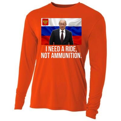 I Need A Ride Not Ammunition Funny Putin Meme Ukraine Cooling Performance Long Sleeve Crew