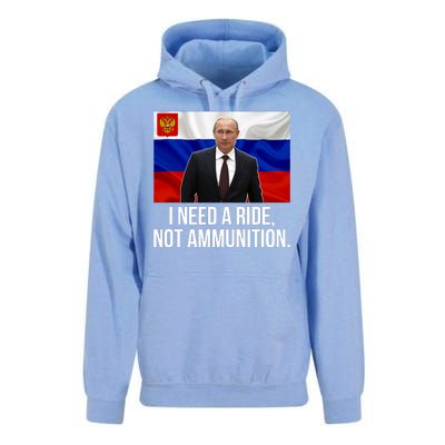 I Need A Ride Not Ammunition Funny Putin Meme Ukraine Unisex Surf Hoodie