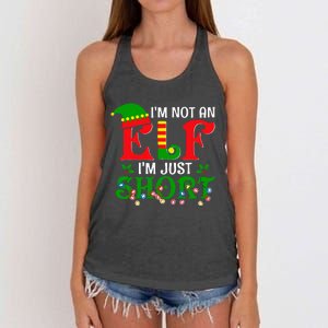 IM Not An Elf IM Just Short Christmas Elf Costume Xmas Women's Knotted Racerback Tank