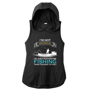 IM Not Antisocial ID Just Rather Be Fishing Angler Gift Ladies PosiCharge Tri-Blend Wicking Draft Hoodie Tank