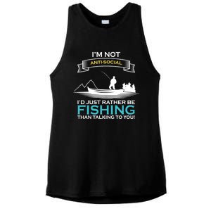 IM Not Antisocial ID Just Rather Be Fishing Angler Gift Ladies PosiCharge Tri-Blend Wicking Tank