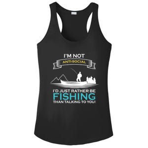 IM Not Antisocial ID Just Rather Be Fishing Angler Gift Ladies PosiCharge Competitor Racerback Tank