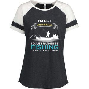 IM Not Antisocial ID Just Rather Be Fishing Angler Gift Enza Ladies Jersey Colorblock Tee