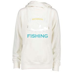 IM Not Antisocial ID Just Rather Be Fishing Angler Gift Womens Funnel Neck Pullover Hood