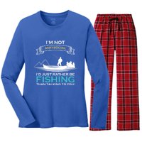 IM Not Antisocial ID Just Rather Be Fishing Angler Gift Women's Long Sleeve Flannel Pajama Set 