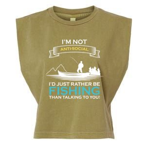 IM Not Antisocial ID Just Rather Be Fishing Angler Gift Garment-Dyed Women's Muscle Tee