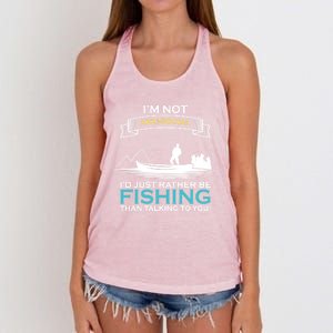 IM Not Antisocial ID Just Rather Be Fishing Angler Gift Women's Knotted Racerback Tank