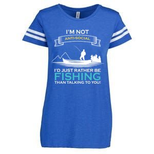 IM Not Antisocial ID Just Rather Be Fishing Angler Gift Enza Ladies Jersey Football T-Shirt