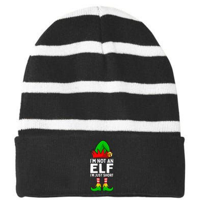 I'm Not An Elf Im Just Short Funny Christmas  Striped Beanie with Solid Band