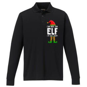 IM Not An Elf IM Just Short Merry Christmas Elf Xmas Funny Performance Long Sleeve Polo