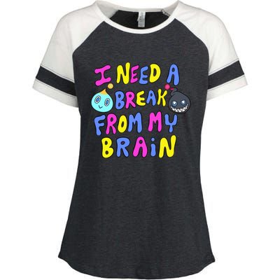 I Need A Break From My Brain Enza Ladies Jersey Colorblock Tee