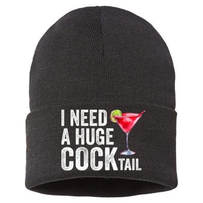 I Need A Huge Cocktail Funny Sustainable Knit Beanie