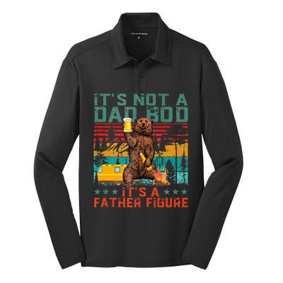 ItS Not A Dad Bod ItS Father Figure Funny Bear Beer Lovers Silk Touch Performance Long Sleeve Polo