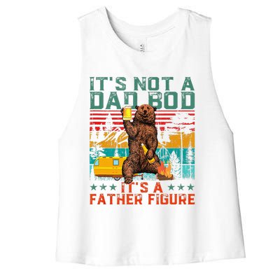 ItS Not A Dad Bod ItS Father Figure Funny Bear Beer Lovers Women's Racerback Cropped Tank