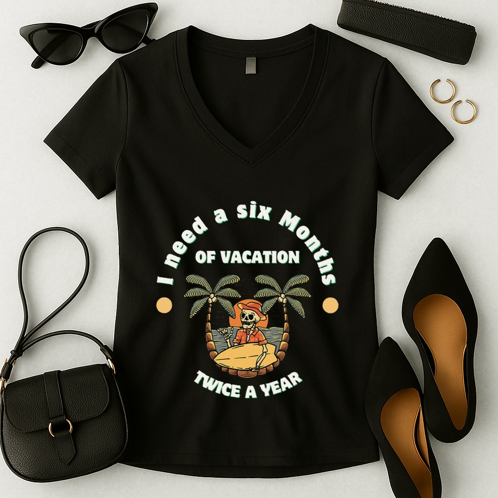 I Need A Six Months Vacation Twice A Year Women's V-Neck T-Shirt