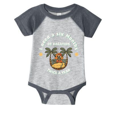 I Need A Six Months Vacation Twice A Year Infant Baby Jersey Bodysuit