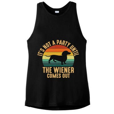 It’s Not A Party Until Wiener Comes Out, Funny Dachshund Ladies PosiCharge Tri-Blend Wicking Tank