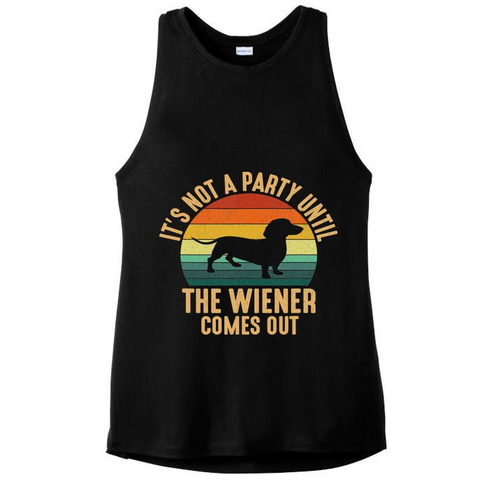 It’s Not A Party Until Wiener Comes Out, Funny Dachshund Ladies PosiCharge Tri-Blend Wicking Tank