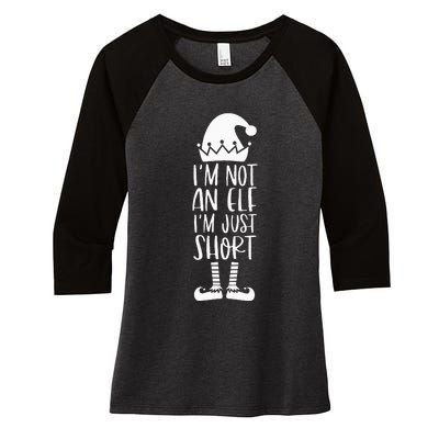 I'm Not An Elf I'm Just Short Family Matching Christmas Xmas Women's Tri-Blend 3/4-Sleeve Raglan Shirt