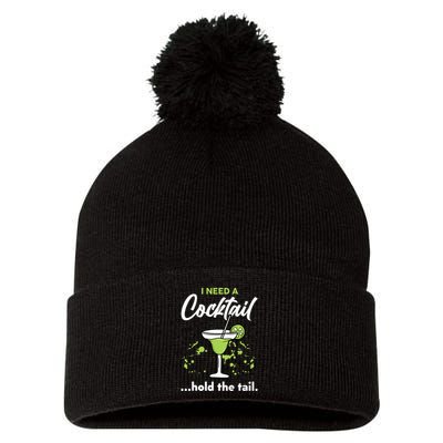 I Need A Cocktail Hold The Tail Mixed Drink Shot Alcohol Bar Pom Pom 12in Knit Beanie