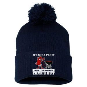 Its Not A Party Until The Wiener Comes Out Hot Dog BBQ Pom Pom 12in Knit Beanie