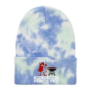 Its Not A Party Until The Wiener Comes Out Hot Dog BBQ Tie Dye 12in Knit Beanie