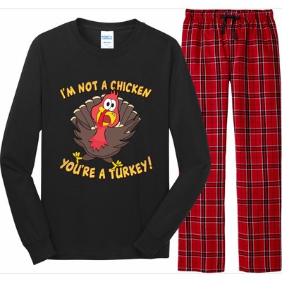 I'm Not A Chicken You're A Turkey Funny Thanksgiving Gift Long Sleeve Pajama Set