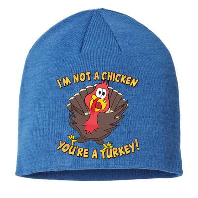 I'm Not A Chicken You're A Turkey Funny Thanksgiving Gift Sustainable Beanie