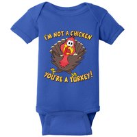 I'm Not A Chicken You're A Turkey Funny Thanksgiving Gift Baby Bodysuit