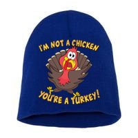 I'm Not A Chicken You're A Turkey Funny Thanksgiving Gift Short Acrylic Beanie