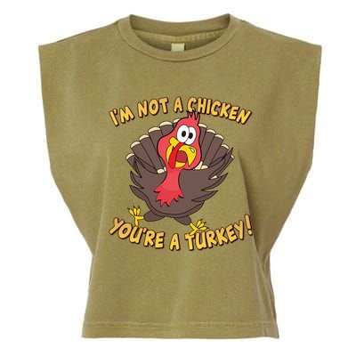 I'm Not A Chicken You're A Turkey Funny Thanksgiving Gift Garment-Dyed Women's Muscle Tee