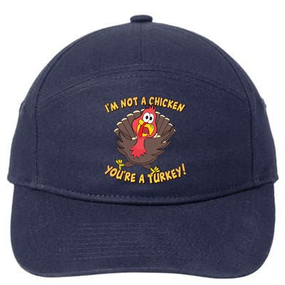 I'm Not A Chicken You're A Turkey Funny Thanksgiving Gift 7-Panel Snapback Hat