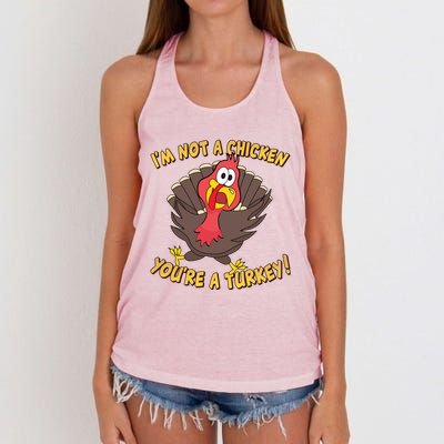 I'm Not A Chicken You're A Turkey Funny Thanksgiving Gift Women's Knotted Racerback Tank