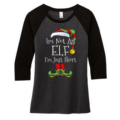 Im Not An Elf Family Christmas Pjs Matching Women's Tri-Blend 3/4-Sleeve Raglan Shirt