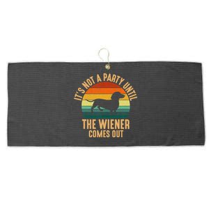 It’S Not A Party Until Wiener Comes Out Funny Dachshund Large Microfiber Waffle Golf Towel