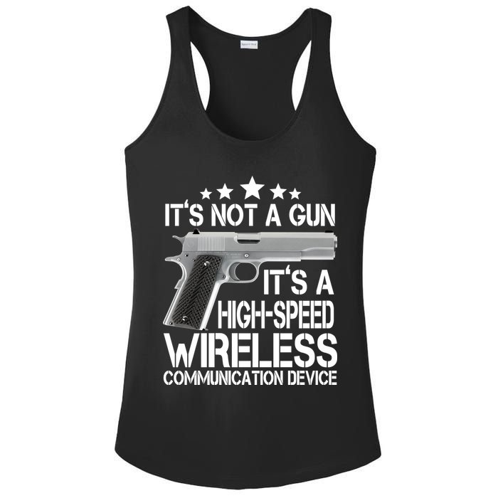 It's Not A Gun High Speed Wireless Communication Device Ladies PosiCharge Competitor Racerback Tank