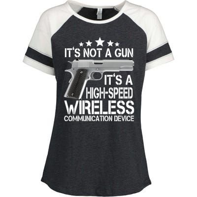 It's Not A Gun High Speed Wireless Communication Device Enza Ladies Jersey Colorblock Tee