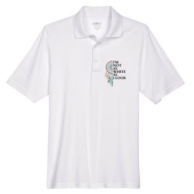 IM Not As White As I Look Dreamcatcher Native American Indian Pride Day Men's Origin Performance Pique Polo