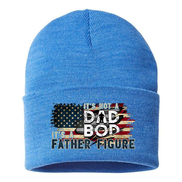 Its Not A Dad Bod Its A Father Figure Funny Vintage Sustainable Knit Beanie