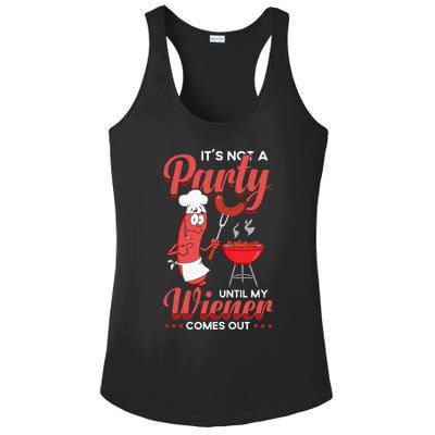 It's Not A Party Until My Wiener Comes Out Funny Hot Dog Ladies PosiCharge Competitor Racerback Tank