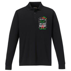 IM Not An Elf IM Just Short Merry Christmas Elf Xmas Funny Performance Long Sleeve Polo