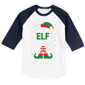 IM Not An Elf IM Just Short Merry Christmas Elf Xmas Funny Baseball Sleeve Shirt