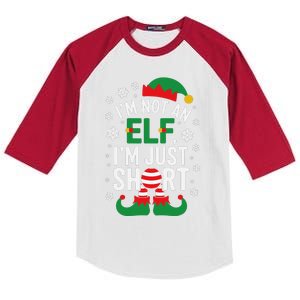 IM Not An Elf IM Just Short Merry Christmas Elf Xmas Funny Kids Colorblock Raglan Jersey