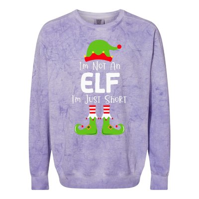 IM Not An Elf IM Just Short Family Christmas Pjs Matching Colorblast Crewneck Sweatshirt