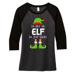 IM Not An Elf IM Just Short Family Christmas Pjs Matching Women's Tri-Blend 3/4-Sleeve Raglan Shirt