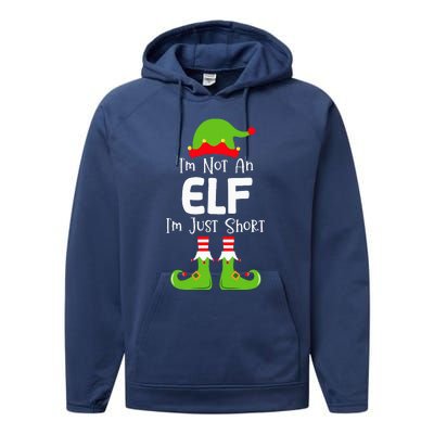 IM Not An Elf IM Just Short Family Christmas Pjs Matching Performance Fleece Hoodie