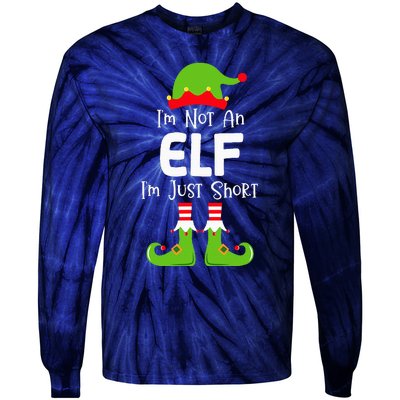 IM Not An Elf IM Just Short Family Christmas Pjs Matching Tie-Dye Long Sleeve Shirt